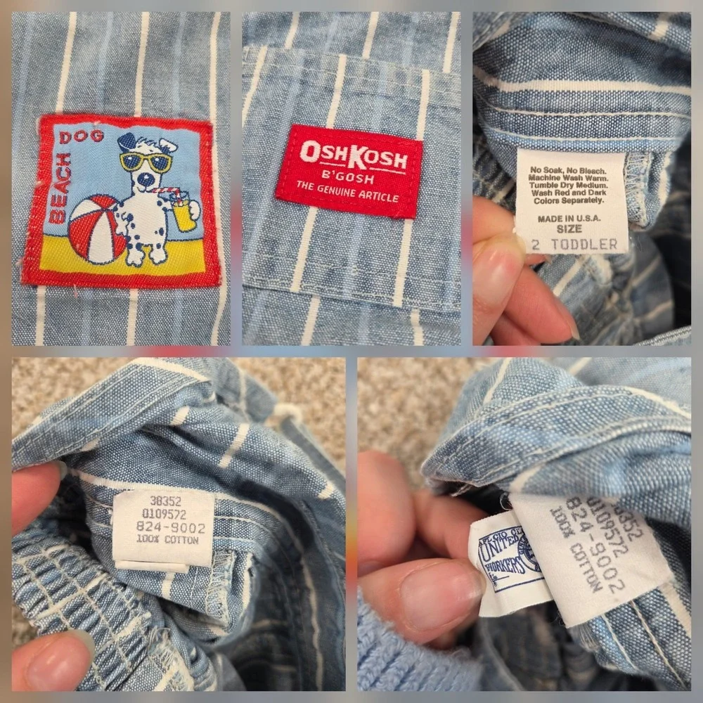 OshKosh B'Gosh vintage Pinstripe Stripe toddler overalls 2T Made In USA 80s 90s